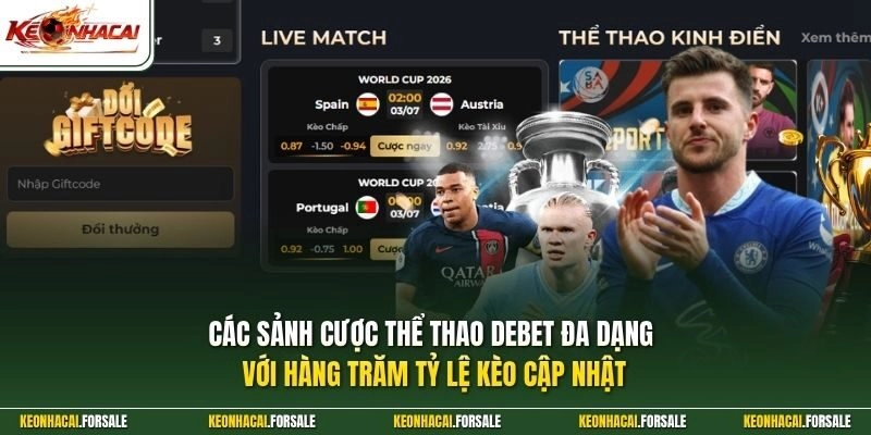 Các sảnh cược thể thao DEBET đa dạng với hàng trăm tỷ lệ kèo cập nhật